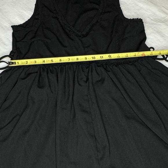 Dex Baby Doll Aline Dress Flirty Ruffles Bows on side Pleated at Waist Black Med - Picture 11 of 16